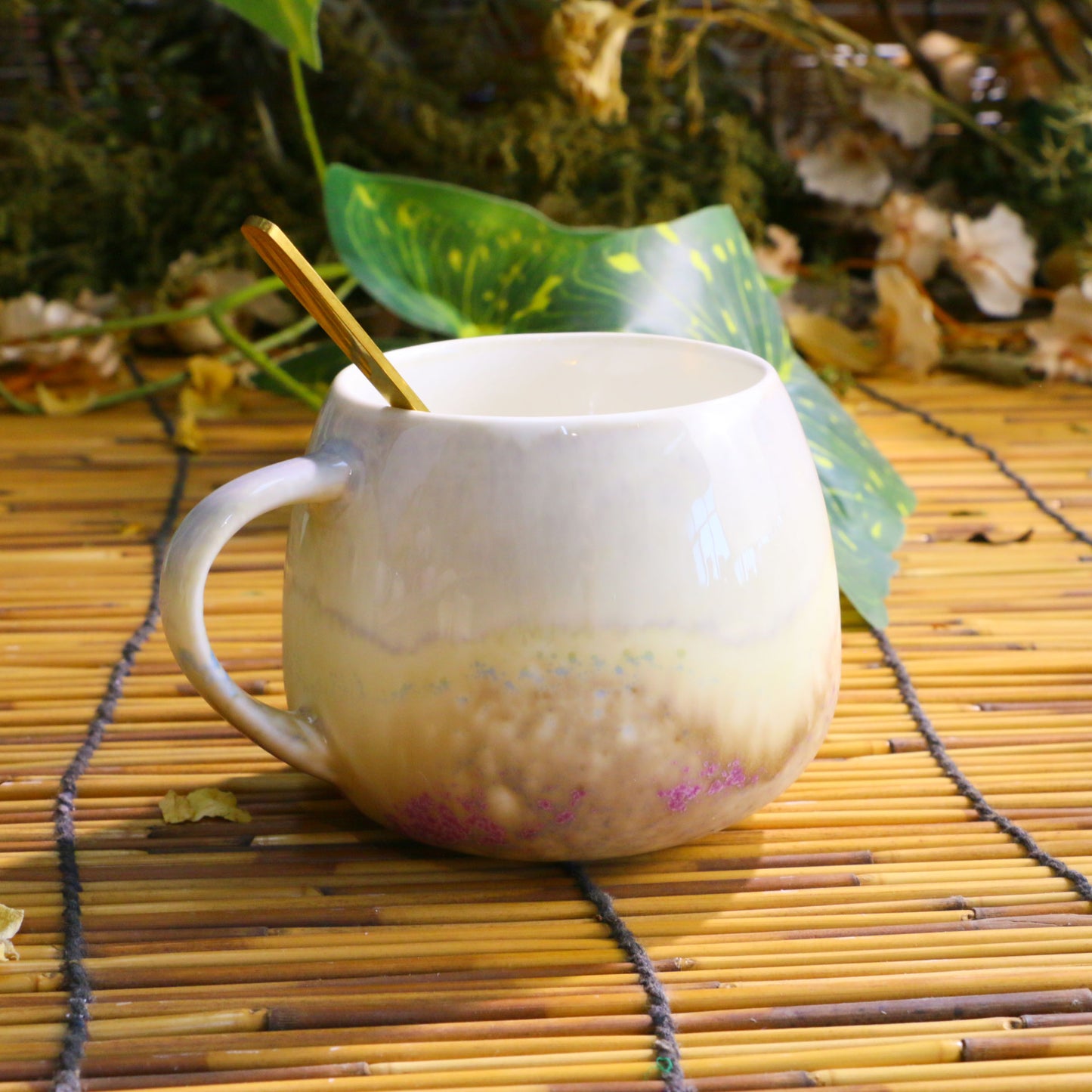 Handmade Gradient Ceramic Mug – Unique Pottery Coffee Cup with Artistic Handle