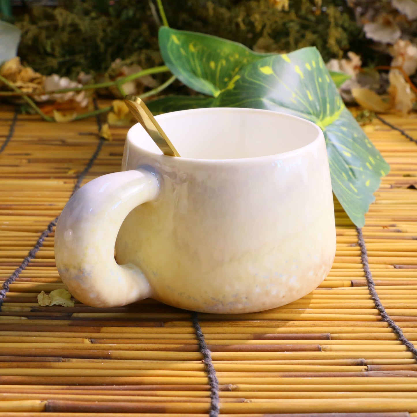 Handmade Gradient Ceramic Mug – Unique Pottery Coffee Cup with Artistic Handle