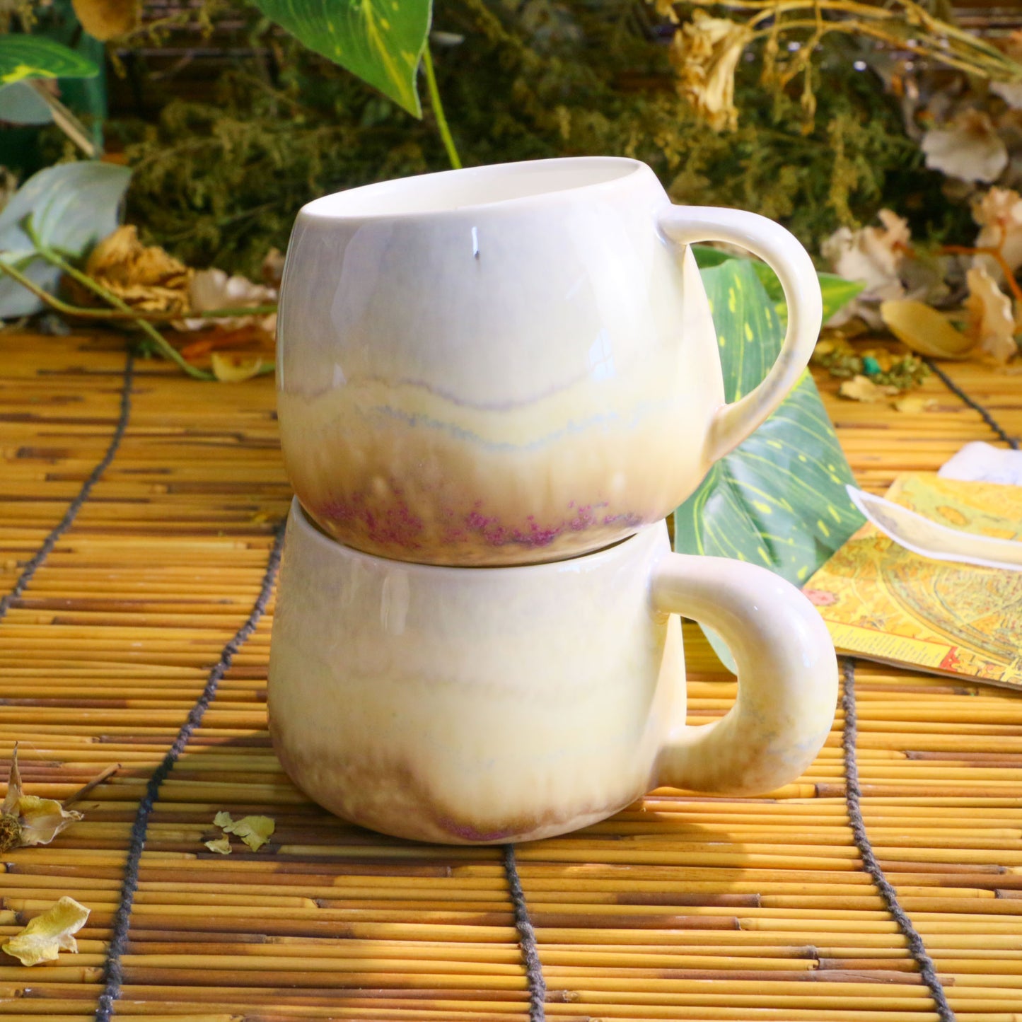 Handmade Gradient Ceramic Mug – Unique Pottery Coffee Cup with Artistic Handle