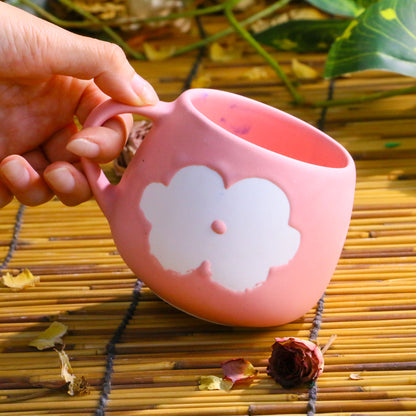 Handmade Flower Mug – Ceramic Coffee Cup with Hand-Painted Floral Design