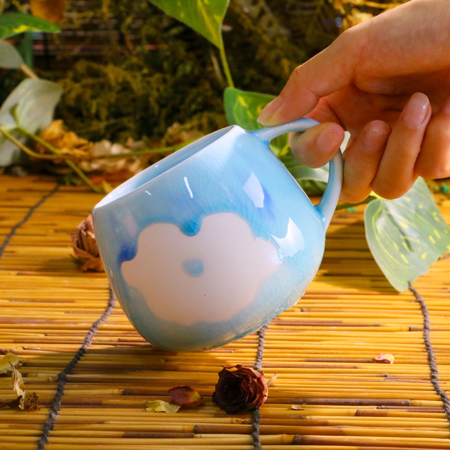 Handmade Flower Mug – Ceramic Coffee Cup with Hand-Painted Floral Design