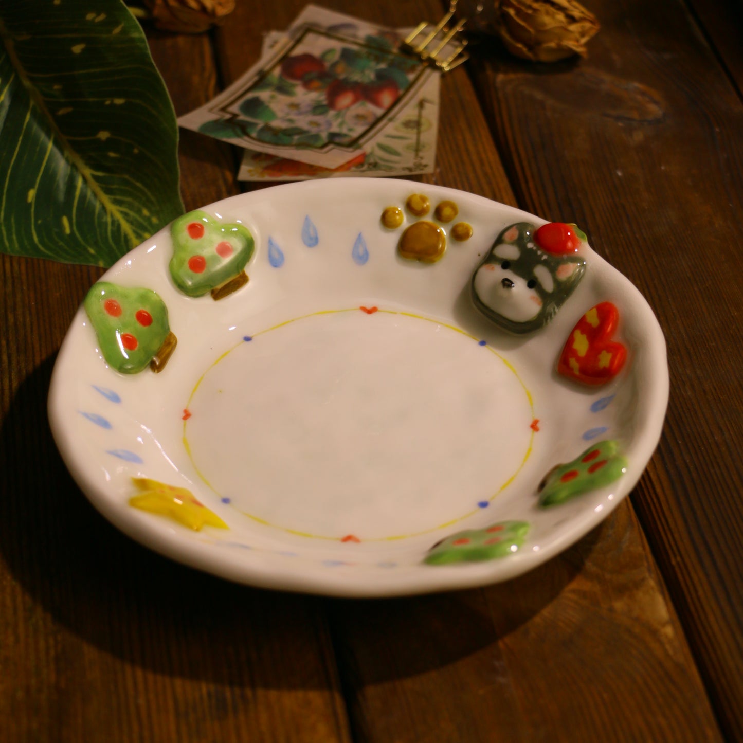 Handmade Ceramic Plate with 3D Dog – Handcrafted Pottery for Home & Table Decor