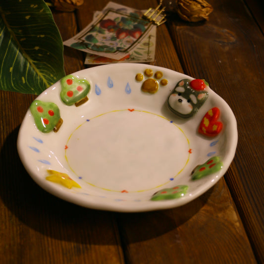 Handmade Ceramic Plate with 3D Dog – Handcrafted Pottery for Home & Table Decor