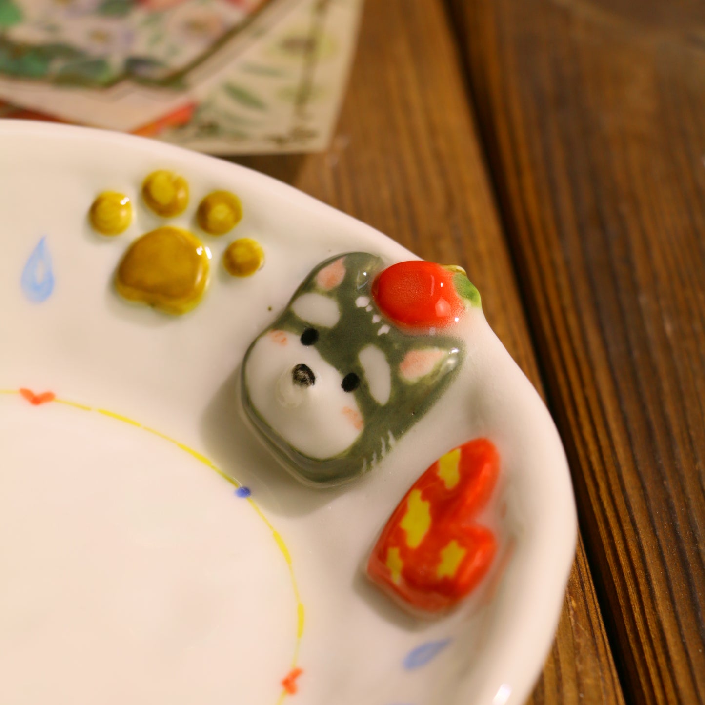 Handmade Ceramic Plate with 3D Dog – Handcrafted Pottery for Home & Table Decor