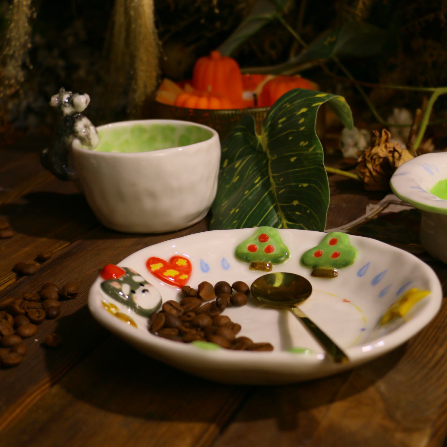 Handmade Ceramic Plate with 3D Dog – Handcrafted Pottery for Home & Table Decor