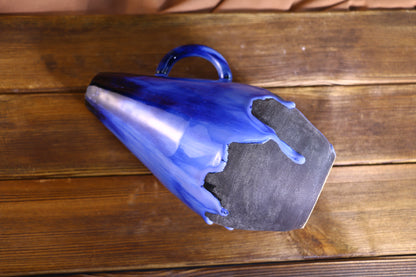 Handmade Blue Glaze Drip Ceramic Vase, Unique Artisan Pottery Home Decor