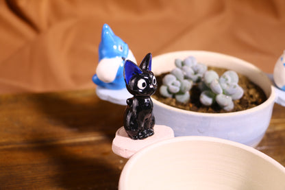 Handmade Totoro Ceramic Planter – Unique Hand-Painted Succulent Pot with Drainage Hole