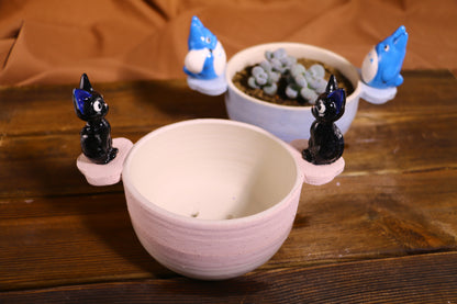 Handmade Totoro Ceramic Planter – Unique Hand-Painted Succulent Pot with Drainage Hole