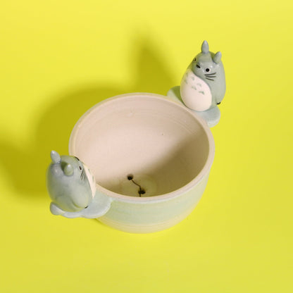 Handmade Totoro Ceramic Planter – Unique Hand-Painted Succulent Pot with Drainage Hole