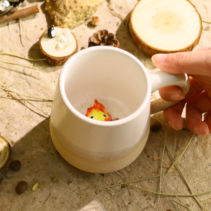 Handmade Calcifer Matte Glaze Ceramic Mug – Fiery Ghibli Magic for Anime Lovers