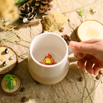 Handmade Calcifer Matte Glaze Ceramic Mug – Fiery Ghibli Magic for Anime Lovers