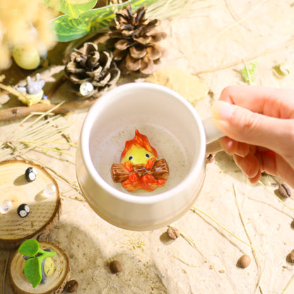 Handmade Calcifer Matte Glaze Ceramic Mug – Fiery Ghibli Magic for Anime Lovers