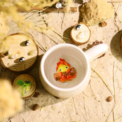 Handmade Calcifer Matte Glaze Ceramic Mug – Fiery Ghibli Magic for Anime Lovers
