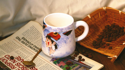 Princess Mononoke Ceramic Coffee Mug, Handmade Pottery Cup for Anime Lovers
