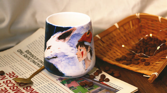 Princess Mononoke Ceramic Coffee Mug, Handmade Pottery Cup for Anime Lovers