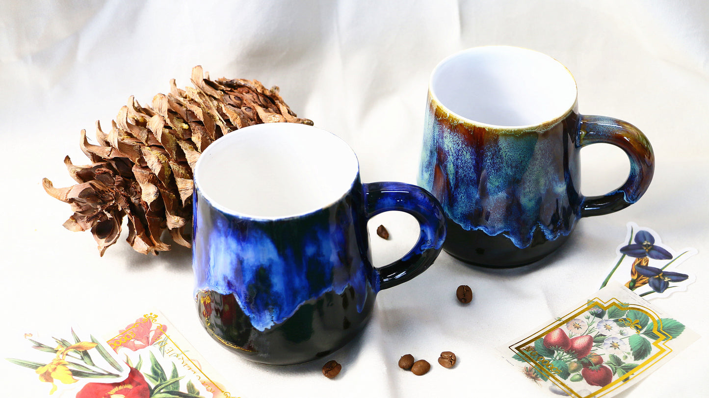 Handmade Artisan Personalized Ceramic Mug, Blue Pottery Coffee Cup