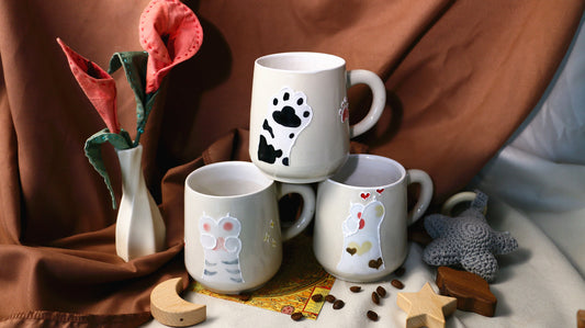 Cat Paw Ceramic Coffee Mug, Personalized Handmade Pottery Mug for Gifts