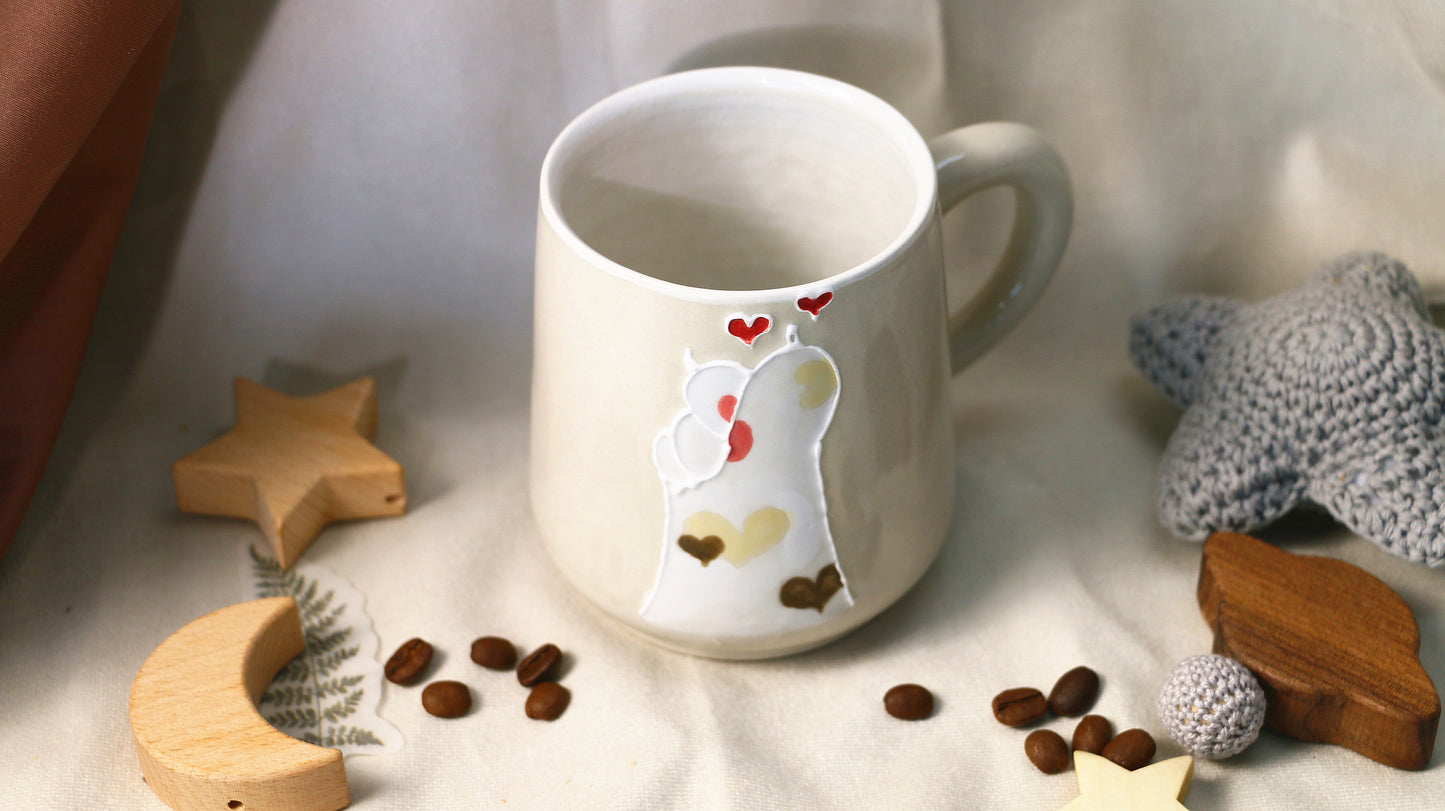 Cat Paw Ceramic Coffee Mug, Personalized Handmade Pottery Mug for Gifts