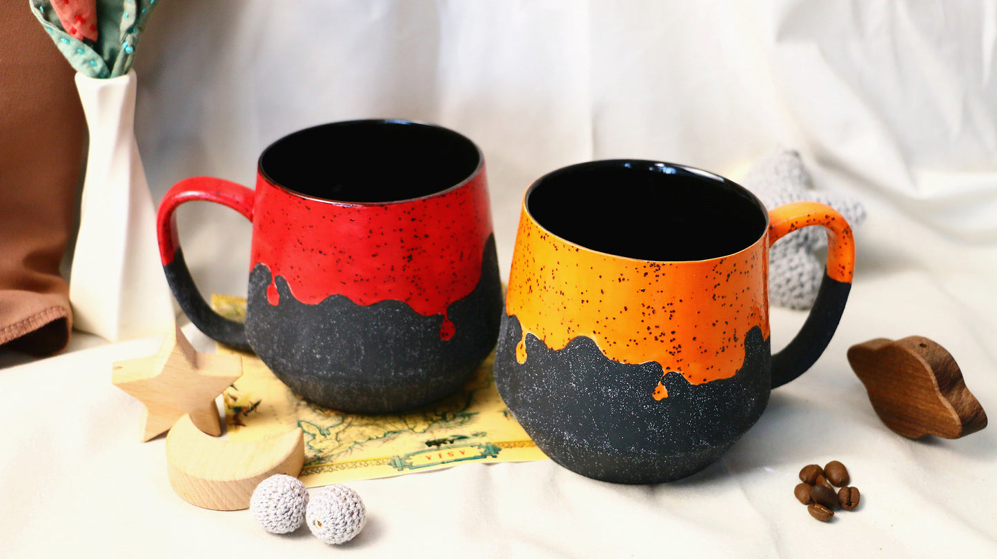 16oz Handmade Frosted Ceramic Mugs, Personalized Ceramic Cup for Coffee Lovers