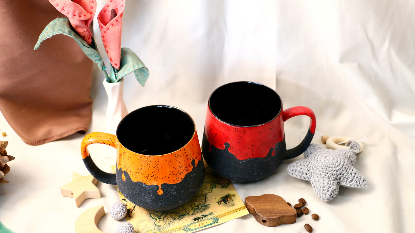 16oz Handmade Frosted Ceramic Mugs, Personalized Ceramic Cup for Coffee Lovers