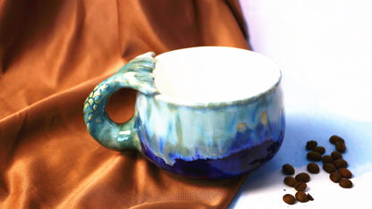 Mystic Mermaid Ceramic Mug with Handmade 3D Mermaid Tail Handle