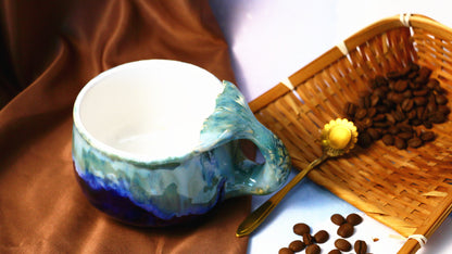 Mystic Mermaid Ceramic Mug with Handmade 3D Mermaid Tail Handle