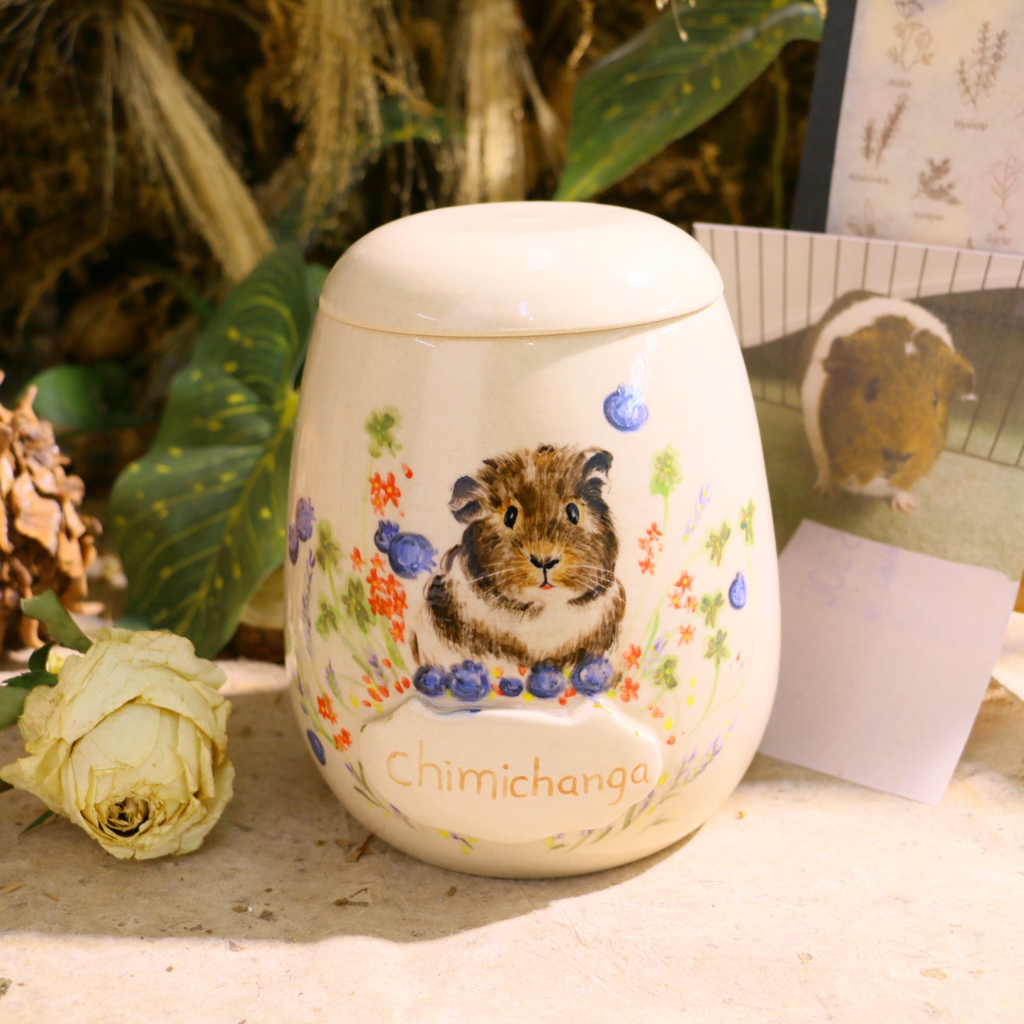Custom Pet Portrait Ceramic Memorial Urn – Handmade Pet Ashes Keepsake
