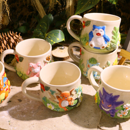 Custom Pokémon Ceramic Mug – Handmade 3D Relief Anime Cup for Gifts