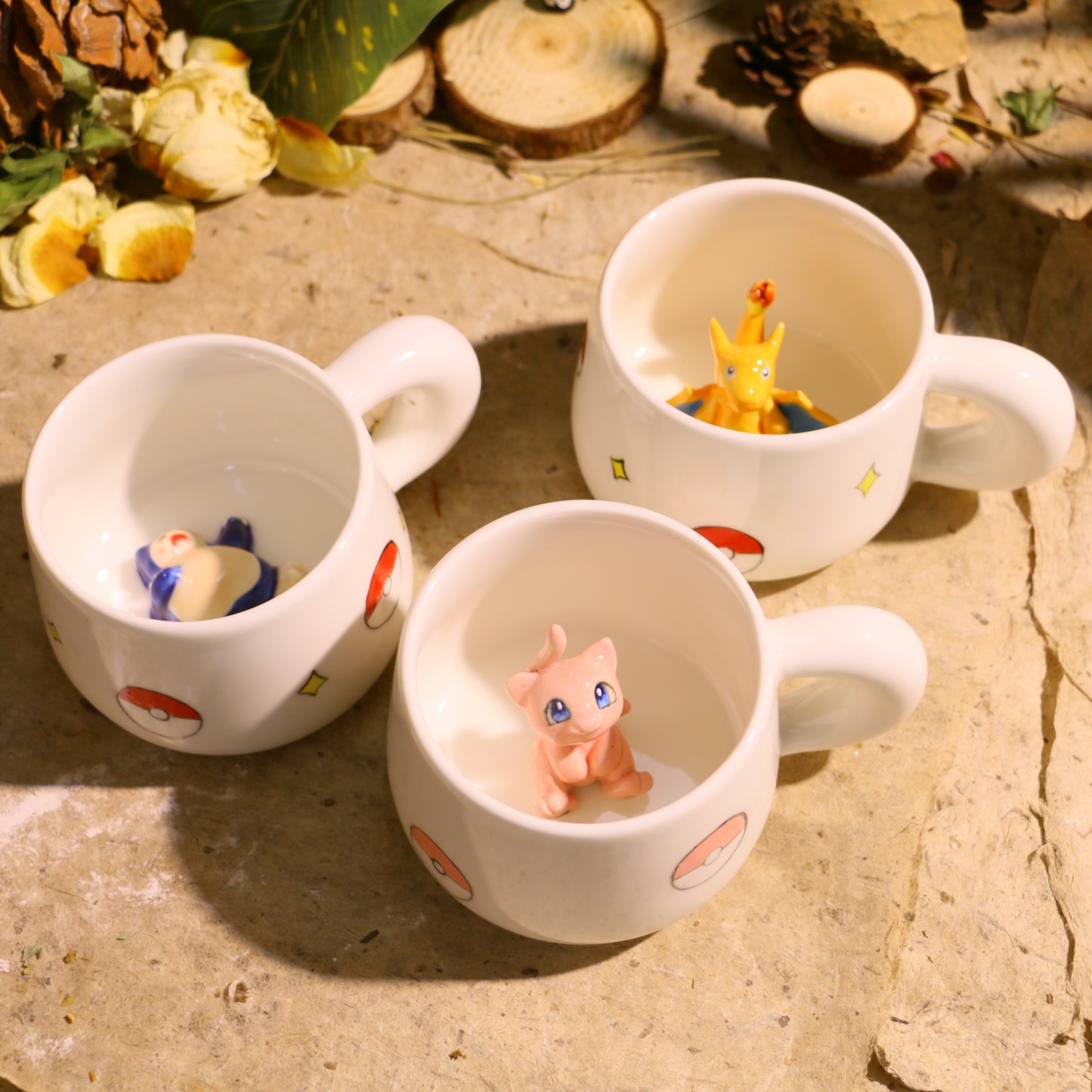 Custom Pokémon-Inspired Mug, Handmade Ceramic Coffee Cup with Surprise Character Inside