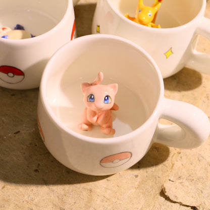 Custom Pokémon-Inspired Mug, Handmade Ceramic Coffee Cup with Surprise Character Inside