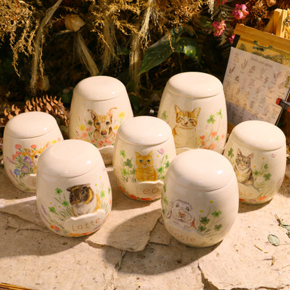 Custom Pet Portrait Ceramic Memorial Urn – Handmade Pet Ashes Keepsake
