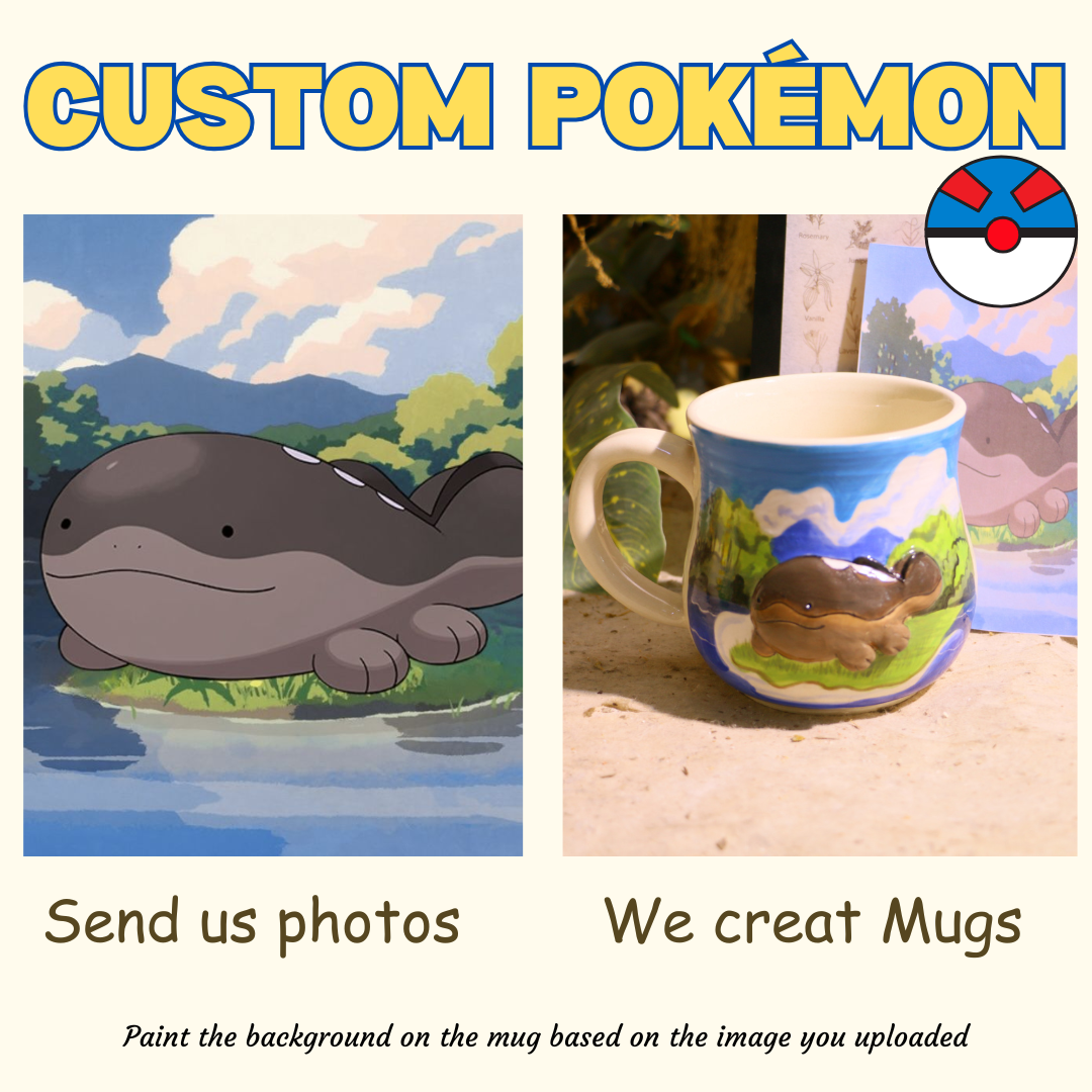 Custom Pokémon Ceramic Mug – Handmade 3D Relief Anime Cup for Gifts