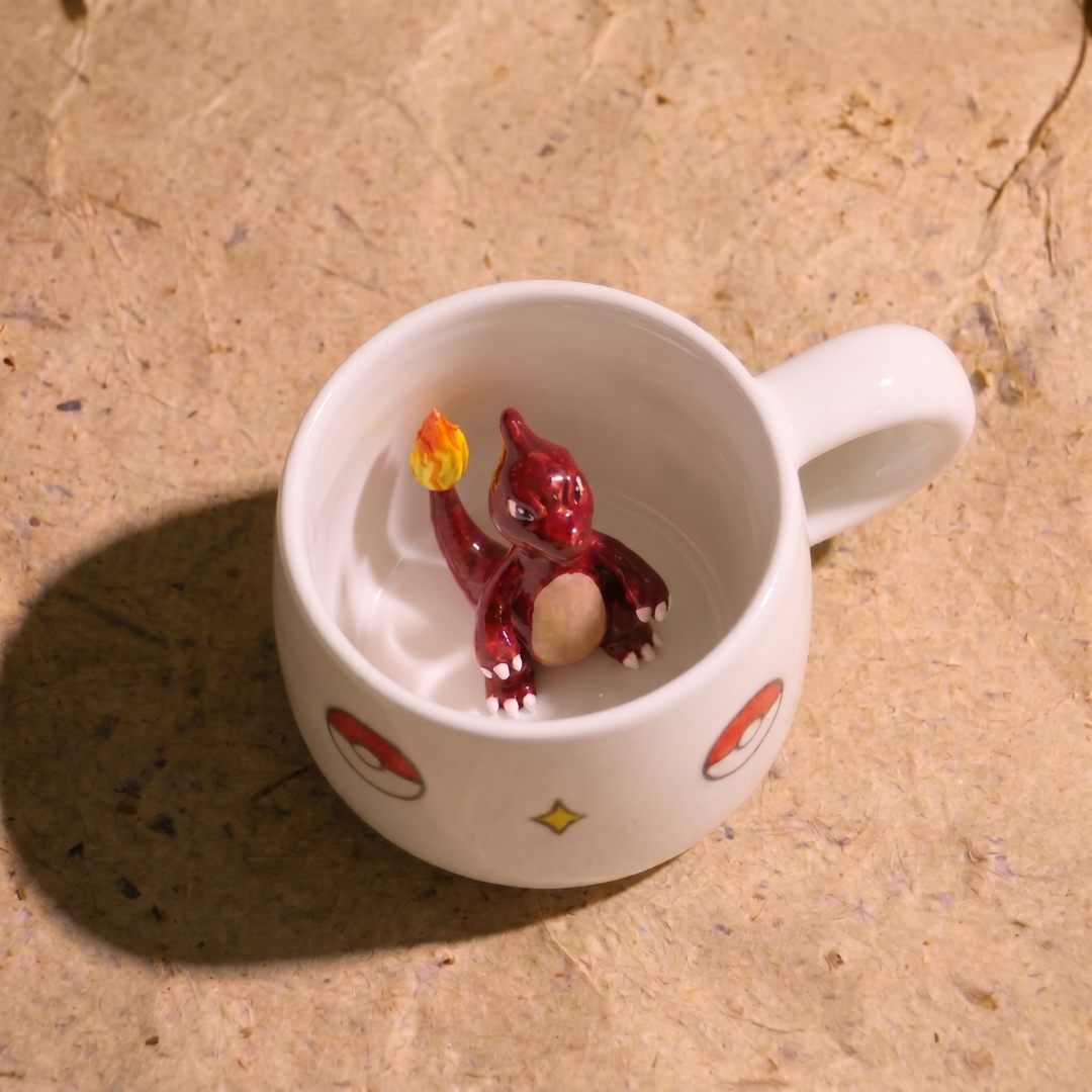 Handmade Charmander Mug, Custom Pokémon-Inspired Ceramic Coffee Cup