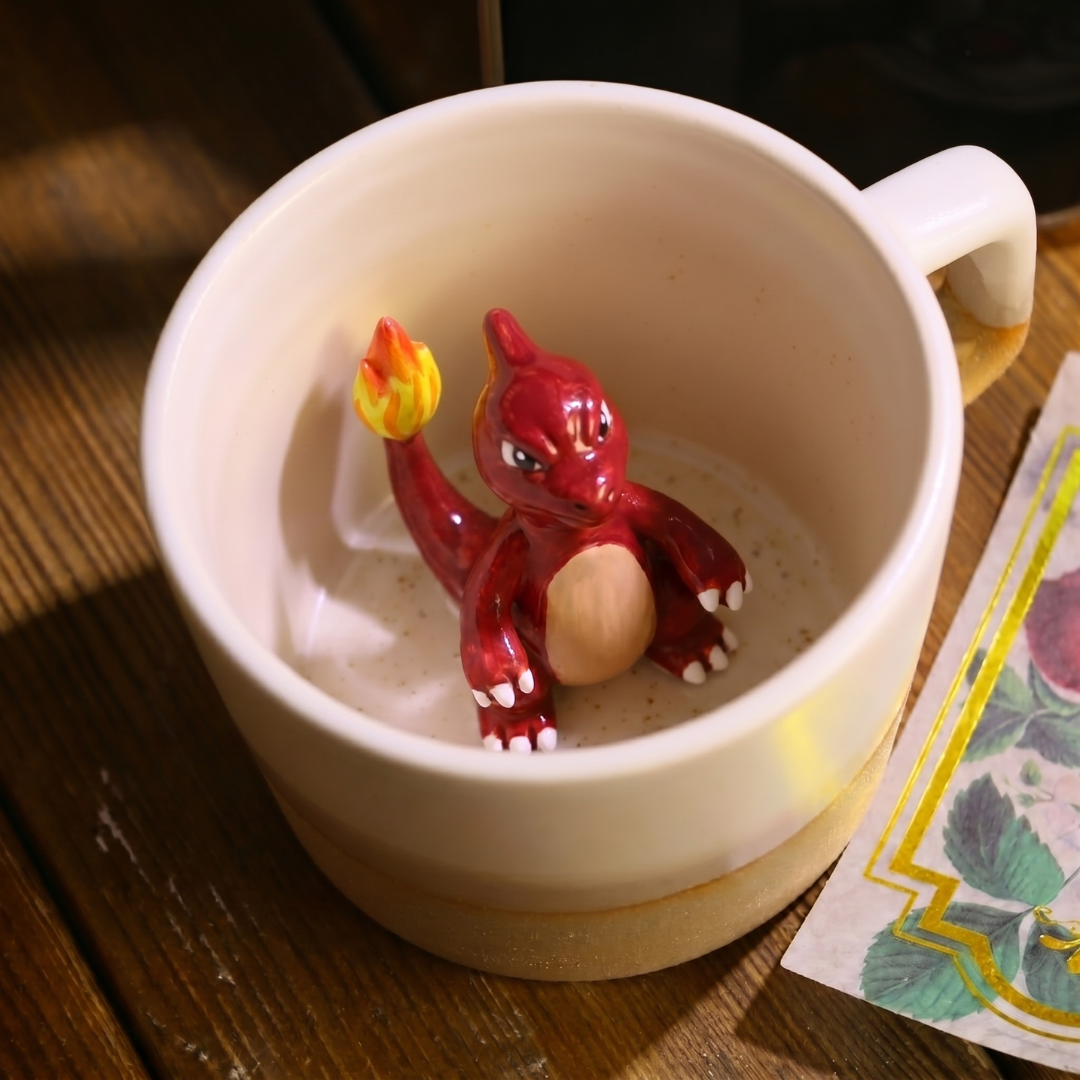 Handmade Charmander Mug, Custom Pokémon-Inspired Ceramic Coffee Cup
