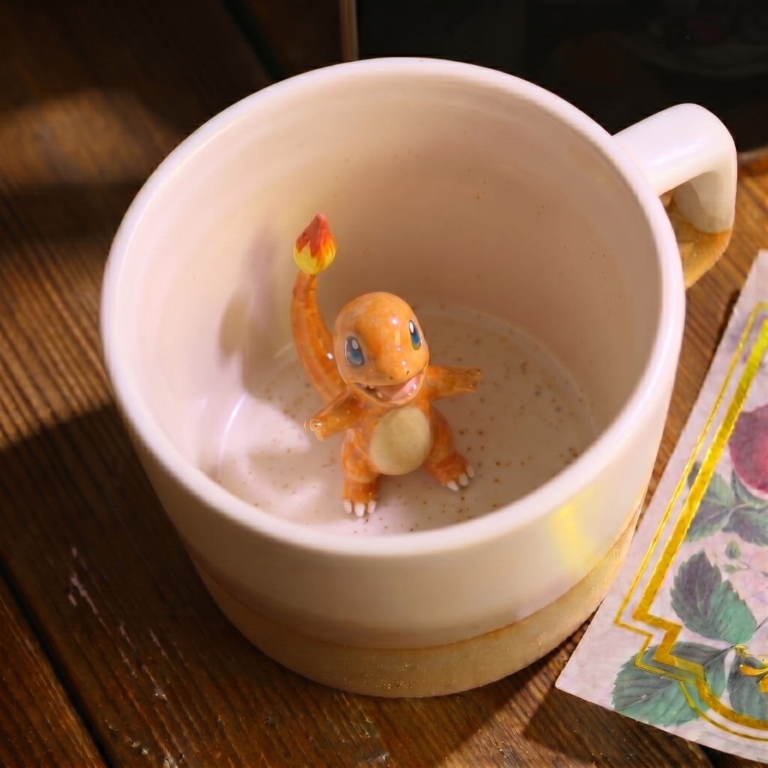Handmade Charmander Mug, Custom Pokémon-Inspired Ceramic Coffee Cup