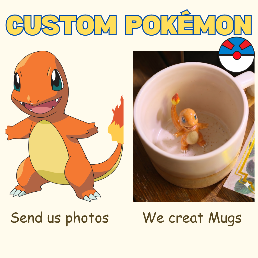 Handmade Charmander Mug, Custom Pokémon-Inspired Ceramic Coffee Cup
