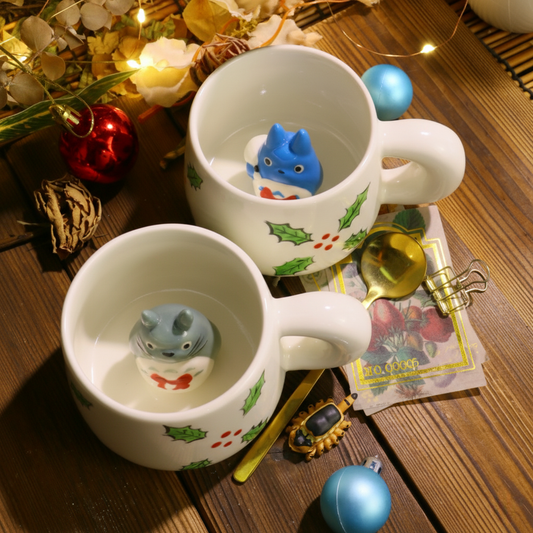 Handmade Christmas Totoro Mug – Festive Ghibli Vibes for Holiday Tea & Coffee Lovers