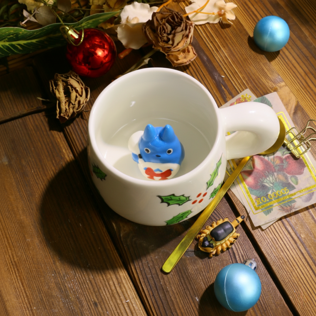 Handmade Christmas Totoro Mug – Festive Ghibli Vibes for Holiday Tea & Coffee Lovers