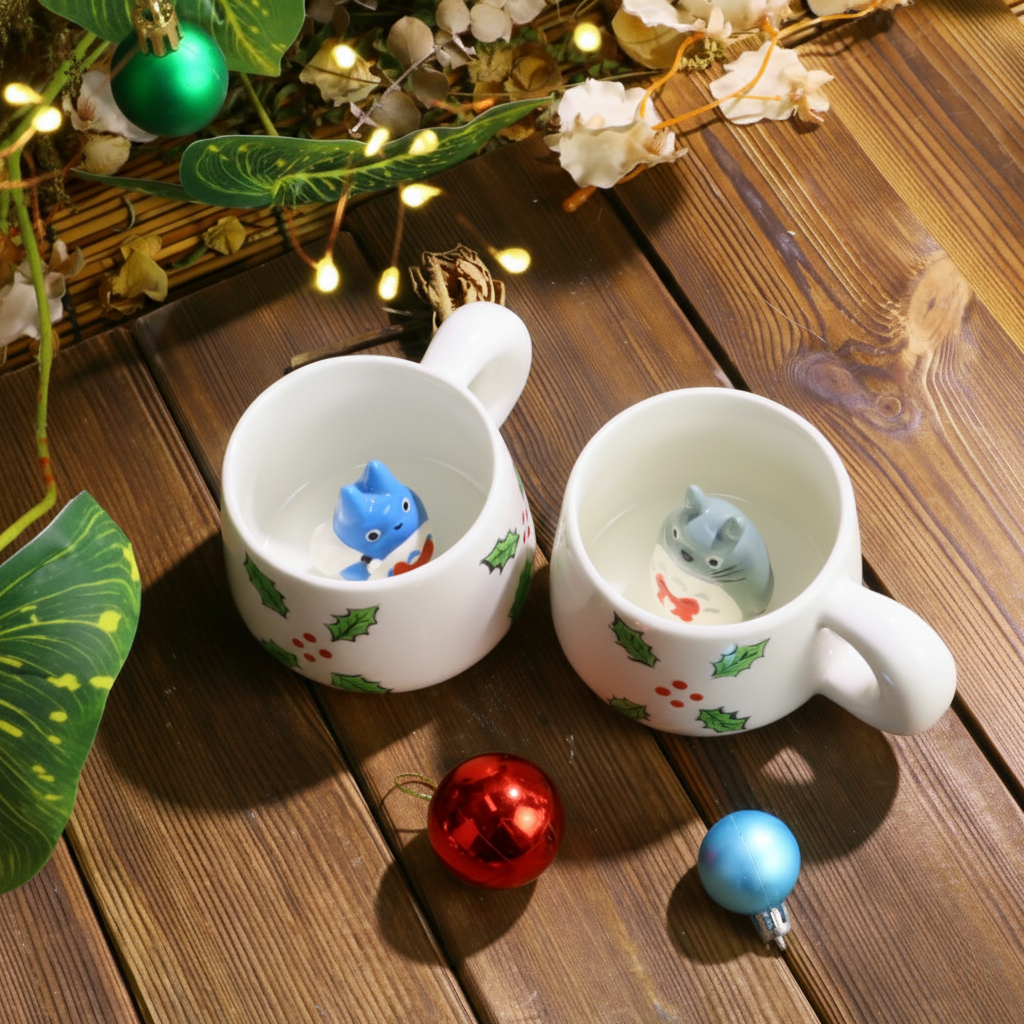 Handmade Christmas Totoro Mug – Festive Ghibli Vibes for Holiday Tea & Coffee Lovers