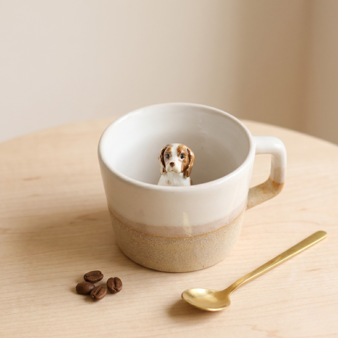 Custom Ceramic Pet Mug, Personalized Coffee Cup with Dog or Cat Figurine