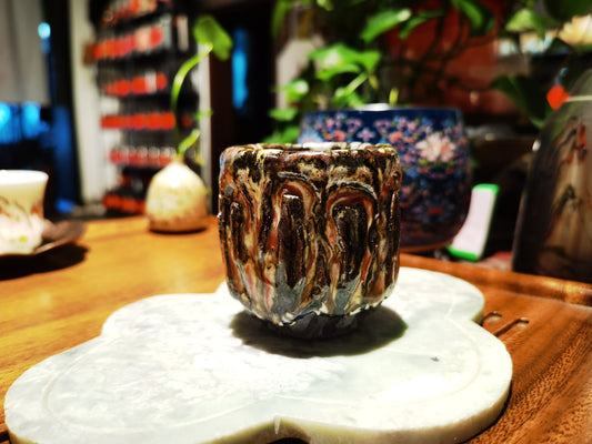 Brown Onyx Teacups, Volcanic Clay Teacups for Tea Lovers