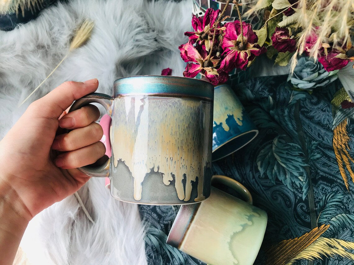 Ceramic Coffee Mug Handmade, Pink Personalized Pottery Mug