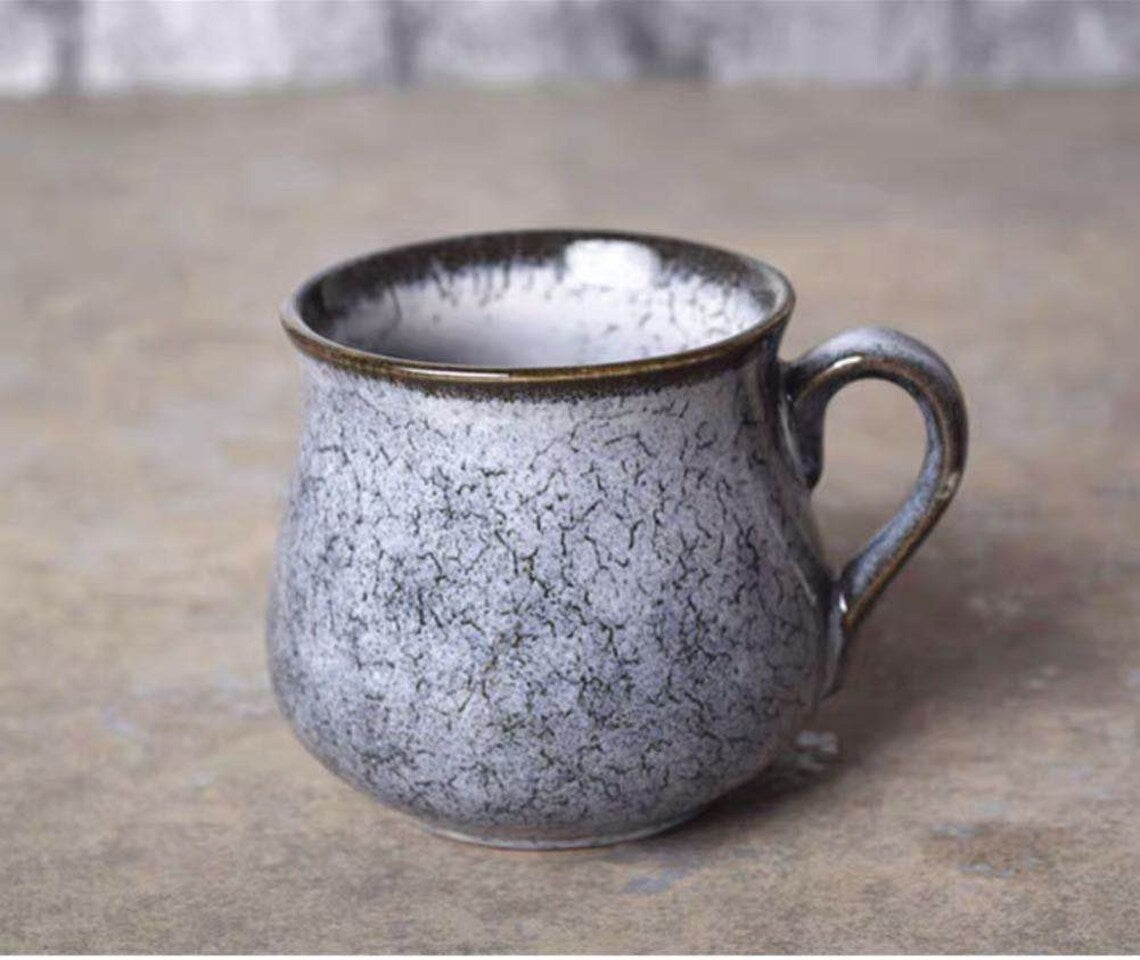 Ceramic Coffee Mug Handmade, Blue And Gray Personalized Pottery Mug