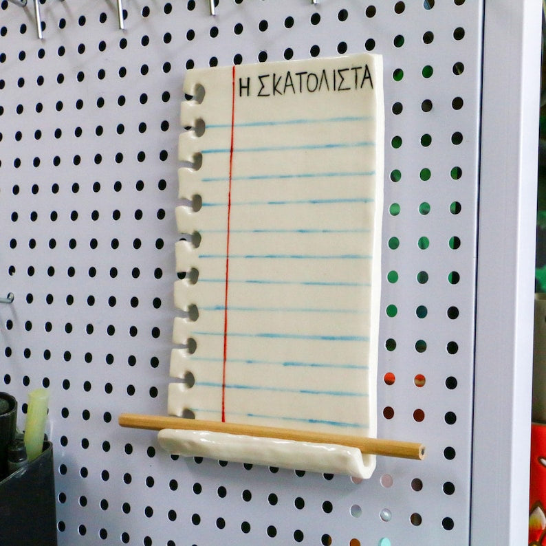 Custom Ceramic Note Magnet, Handmade Dry Erase Fridge Notepad