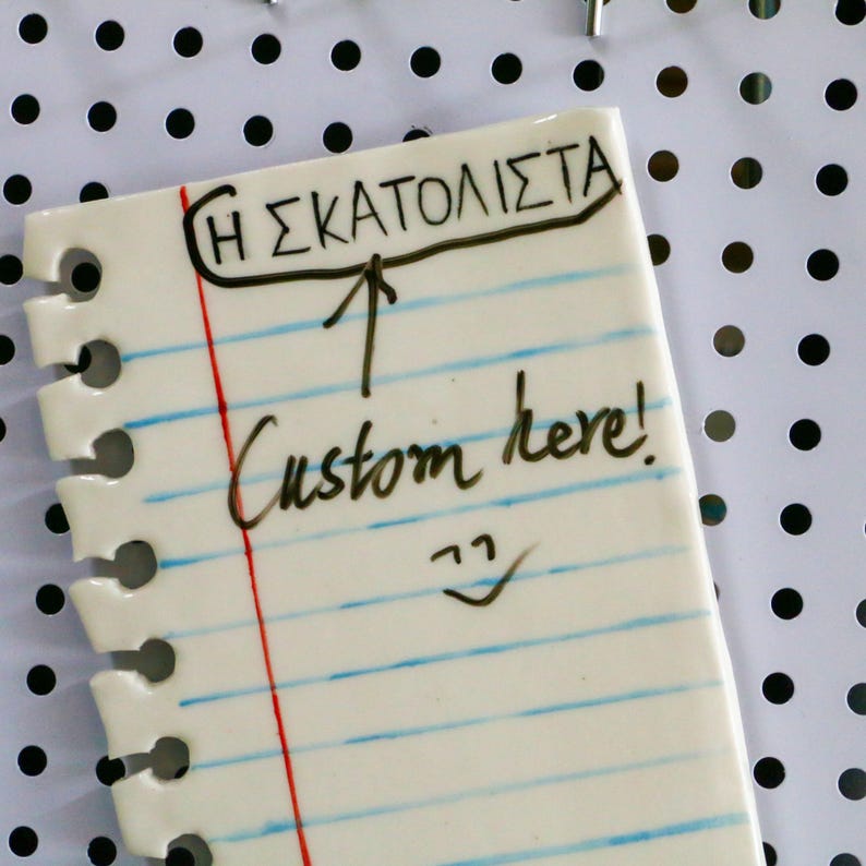 Custom Ceramic Note Magnet, Handmade Dry Erase Fridge Notepad