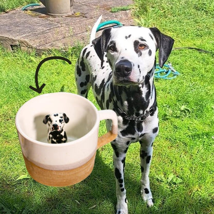 Custom Ceramic Pet Mug, Personalized Coffee Cup with Dog or Cat Figurine