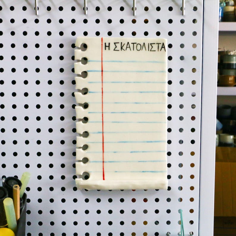 Custom Ceramic Note Magnet, Handmade Dry Erase Fridge Notepad