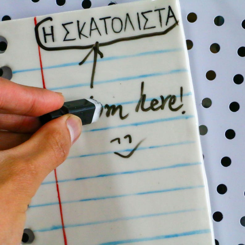Custom Ceramic Note Magnet, Handmade Dry Erase Fridge Notepad