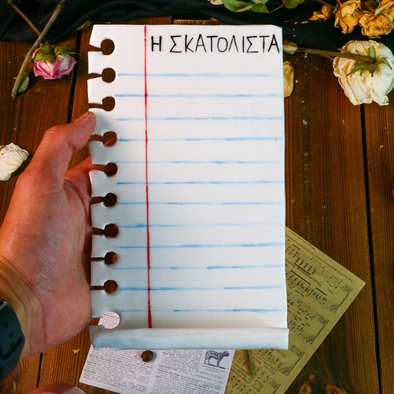 Custom Ceramic Note Magnet, Handmade Dry Erase Fridge Notepad
