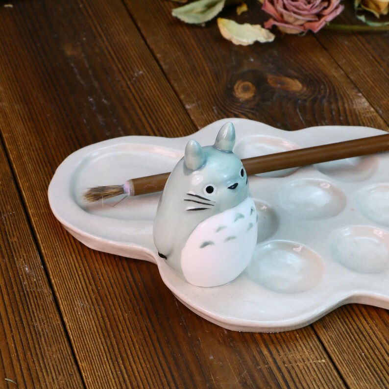 Custom Totoro Paint Palette, Handmade Ceramic Watercolour Palette for Painter Gifts